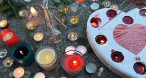 Candles lit in memory of the victims of Paris attacks.